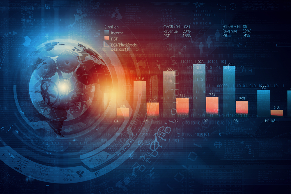 Background image with financial charts and graphs on the table Background image with financial charts and graphs on the table